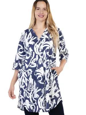 Abstract Tunic in Blue and White Cherishh Strike The Pose