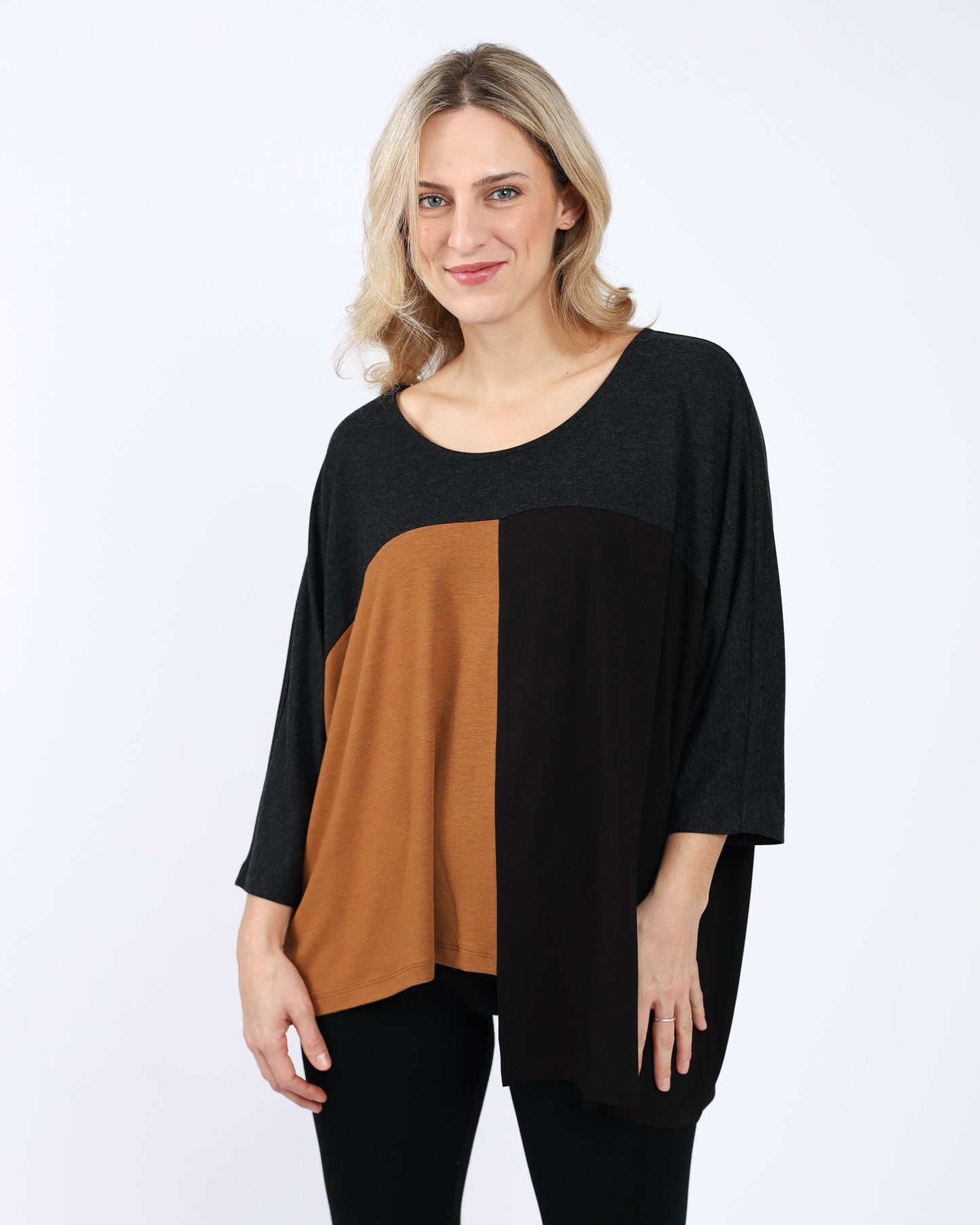A woman wearing the Shannon Passero Olenna Pullover.