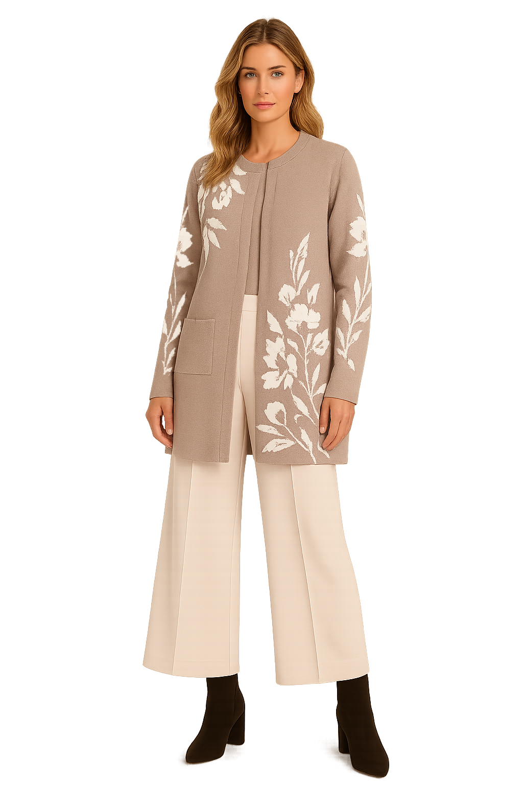 Floral accented cardigan