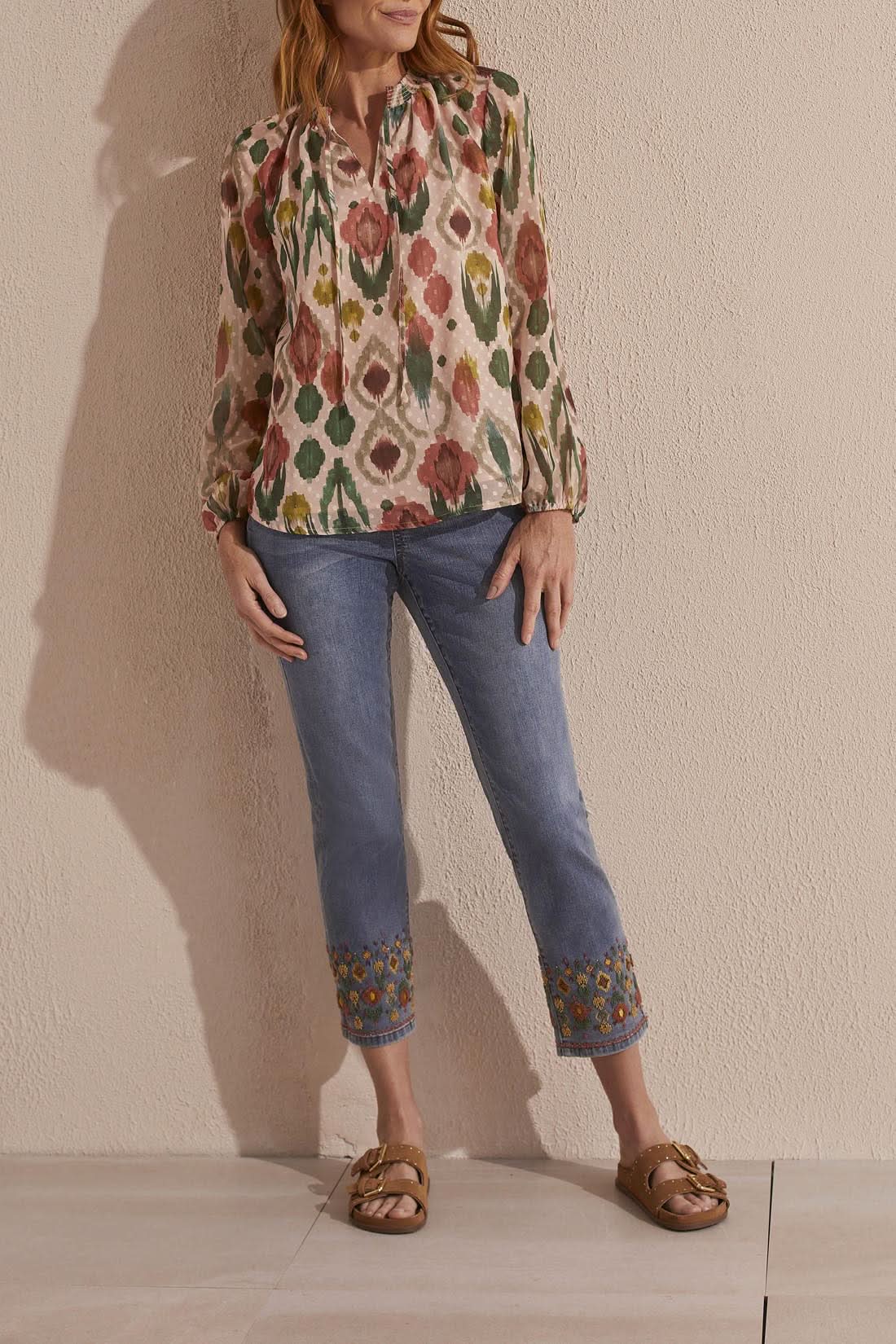 Flowy Swiss Dot Chiffon Blouse Tribal Strike The Pose