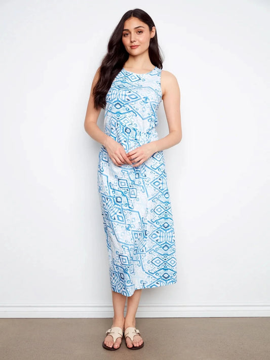 SLUB DRESS WITH FAUX KNOT DETAIL