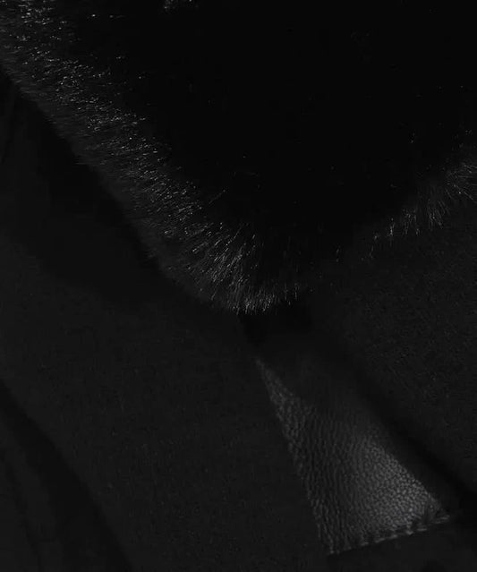 Black Fold Down Faux Fur Cuff Gloves made from high-quality materials by Echo New York.