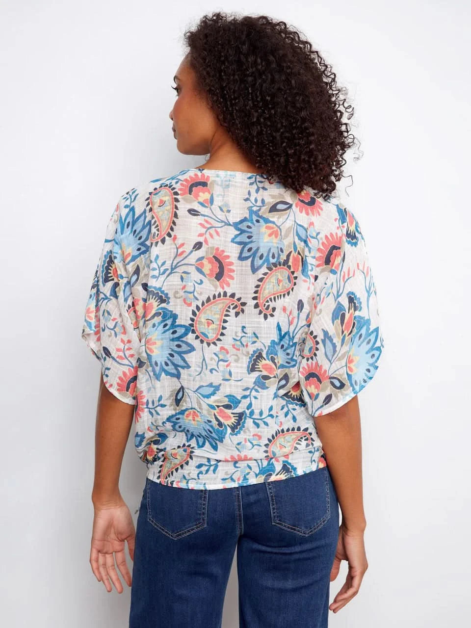 Printed Cotton Gauze Blouse With Side Tie