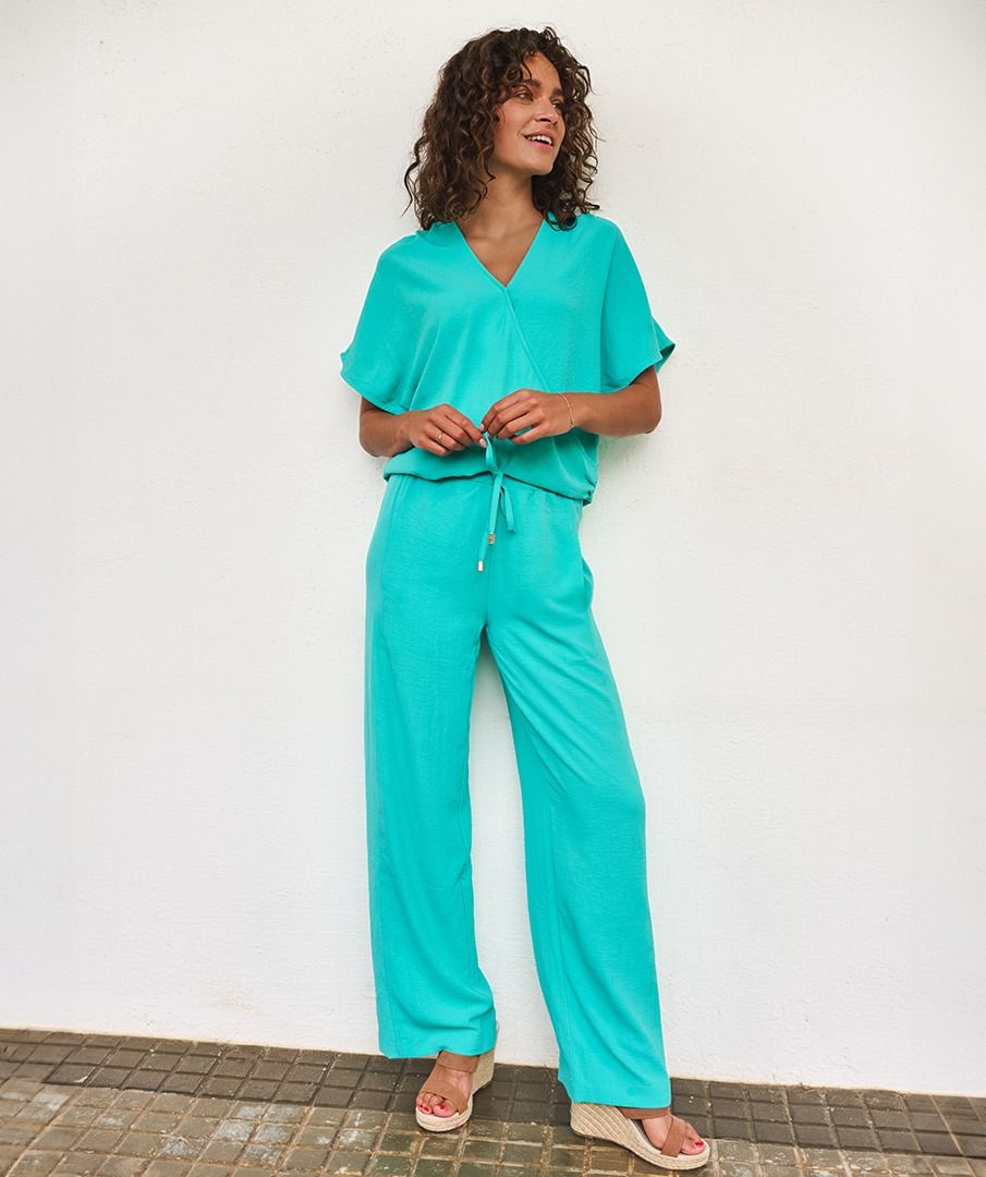 Teal Crossover Top
