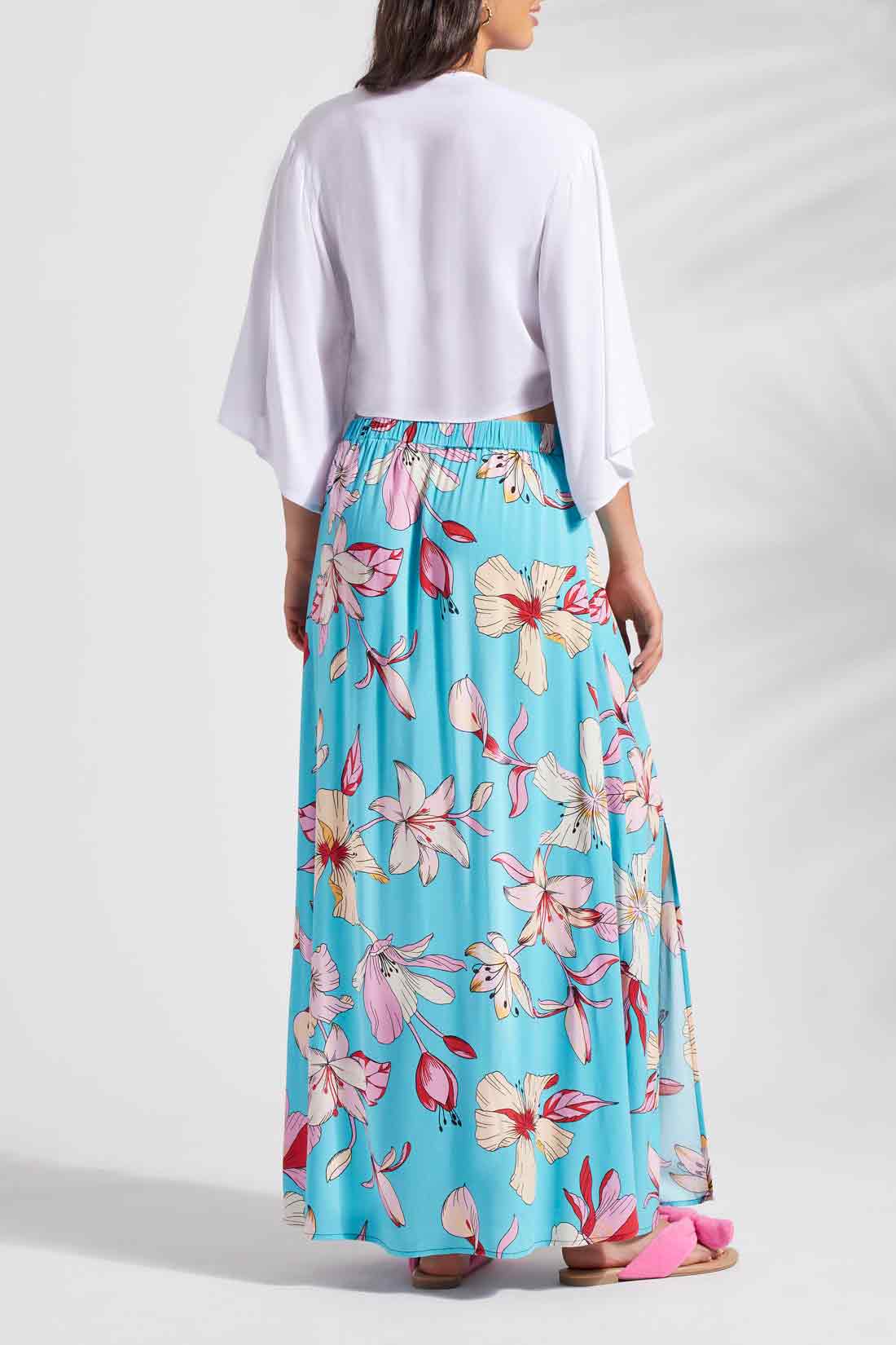 Maxi Skirt with Front Slit Tribal Strike The Pose