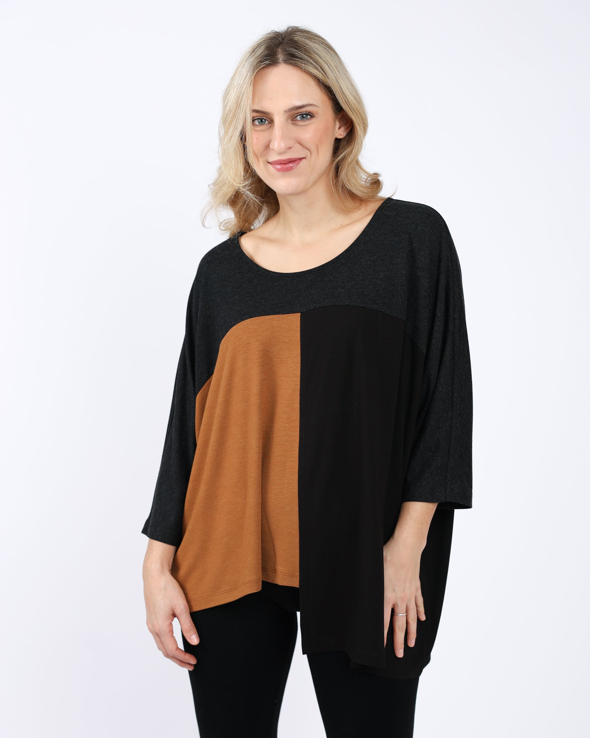 A woman wearing the Shannon Passero Olenna Pullover.