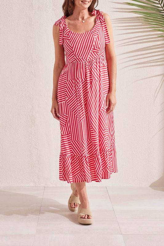 Sleeveless Dress with Adjustable Straps with Lining Tribal Strike The Pose