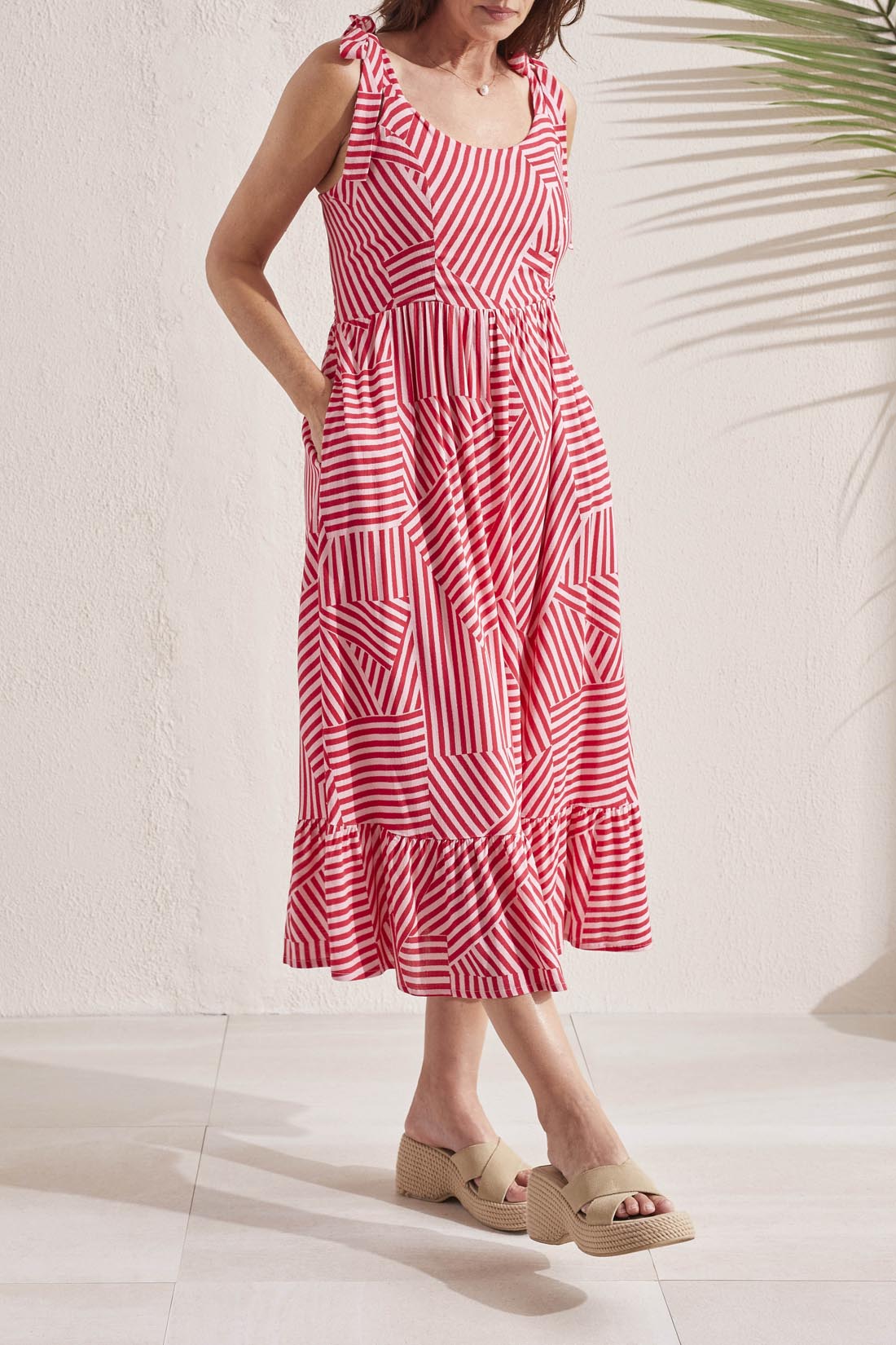 Sleeveless Dress with Adjustable Straps with Lining Tribal Strike The Pose
