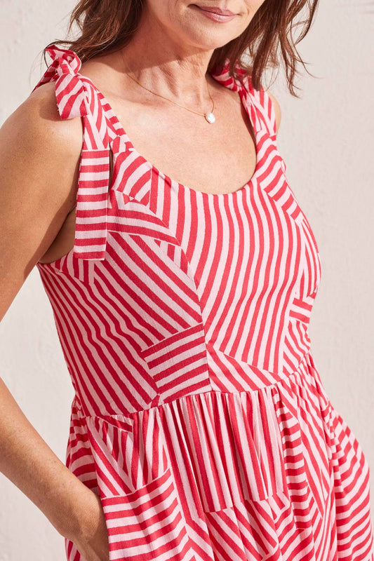 Sleeveless Dress with Adjustable Straps with Lining Tribal Strike The Pose