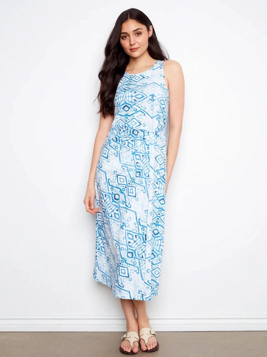 SLUB DRESS WITH FAUX KNOT DETAIL