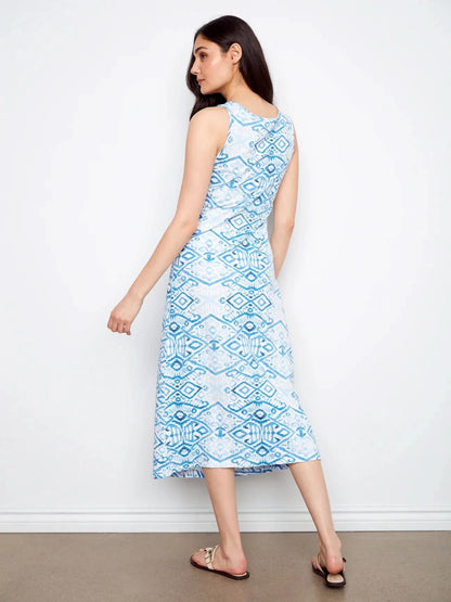 SLUB DRESS WITH FAUX KNOT DETAIL