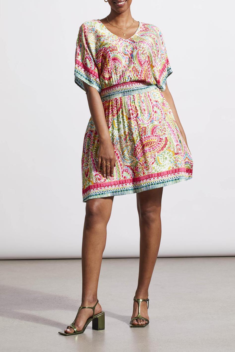 Dolman Short Sleeve Dress with Lining Tribal