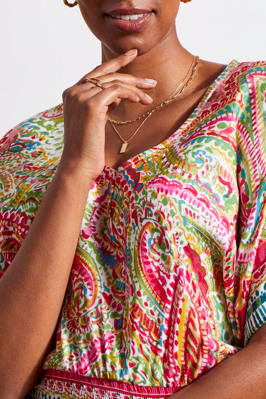 Dolman Short Sleeve Dress with Lining Tribal