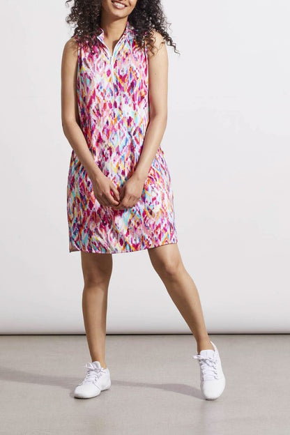 Sleeveless 1/4 Zip Sport Golf Dress Lime Tribal