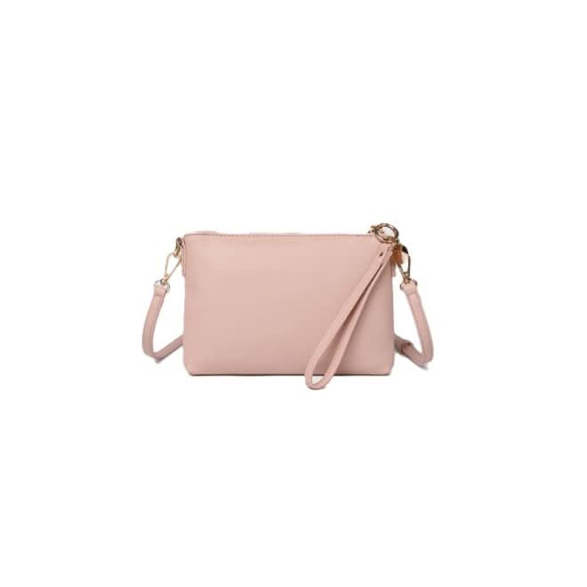 The Louenhide BABY SOPHIE CROSSBODY BAG, a light green vegan leather purse with gold hardware and a removable strap, is pictured against a white background with "NEW ARRIVAL" in the upper right corner.