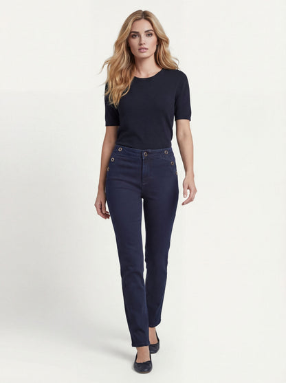CoCo Y Club tapered stretch denim pant with grommet pocket details