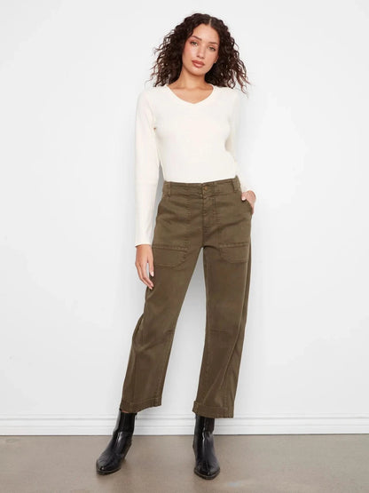 Twill Barrel Leg Pant