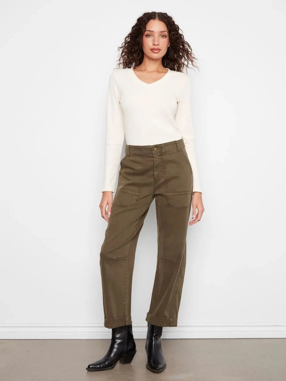 Twill Barrel Leg Pant