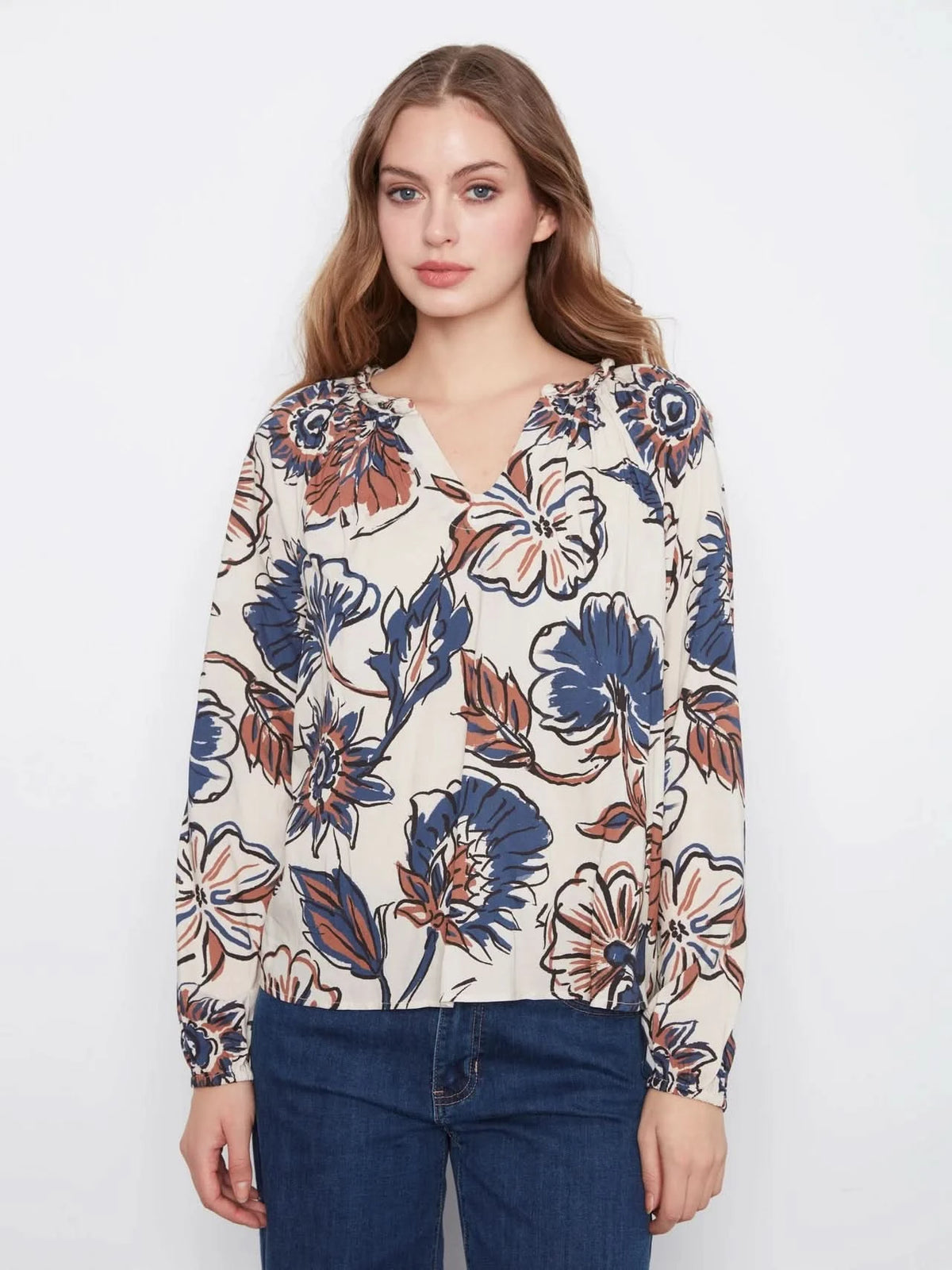 Printed Popover Blouse