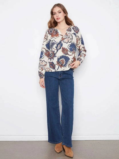 Printed Popover Blouse