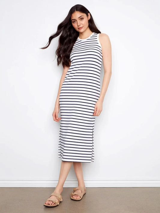 Sleeveless Striped Scuba Dress