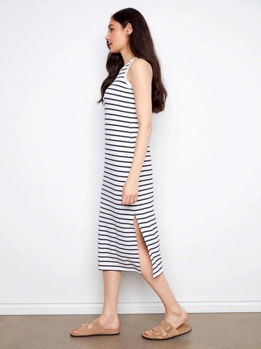Sleeveless Striped Scuba Dress