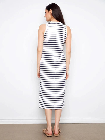 Sleeveless Striped Scuba Dress