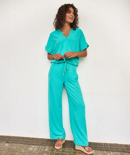 Teal Crossover Top