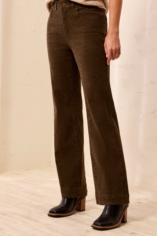 Tribal embossed five-pocket fly-front pant in Dark Basil green