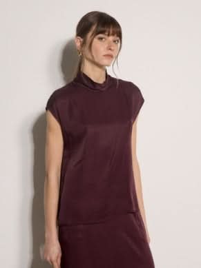 SATIN MOCK NECK