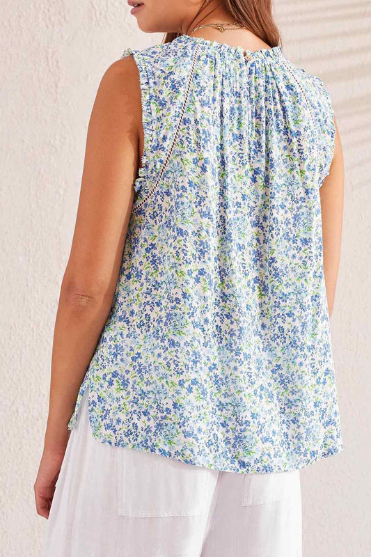 Sleeveless Blouse with Detailed Trim Tribal